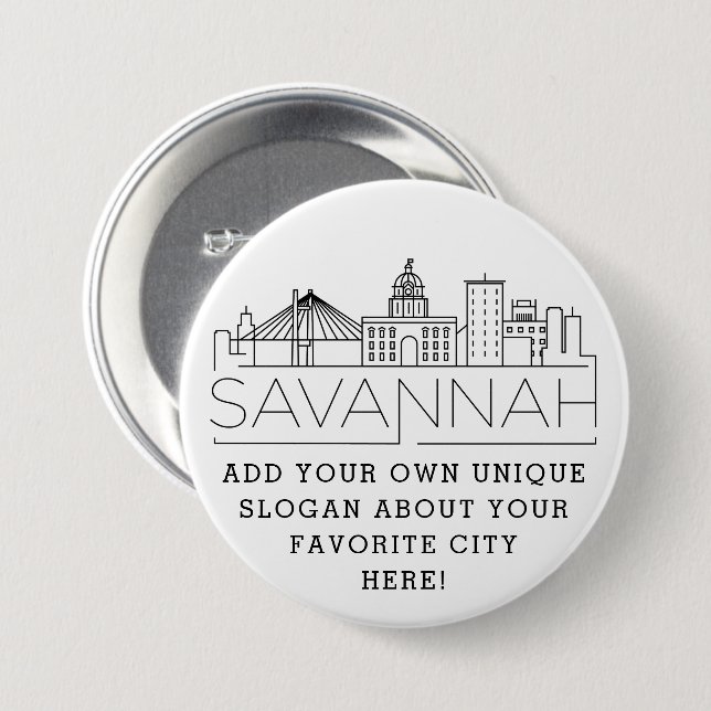 Savannah Georgia Skyline | Benutzerdefinierter Slo Button (Vorne & Hinten)
