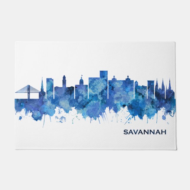 Savannah Georgia Skyline Fußmatte (Vorderseite)