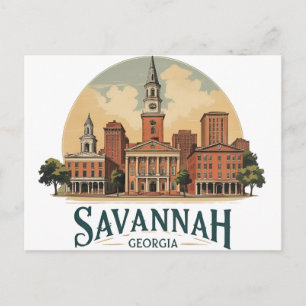Savannah Georgia Skyline Postkarte