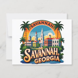 Savannah Georgia Skyline Postkarte