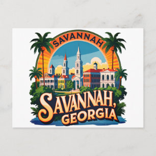 Savannah Georgia Skyline Postkarte