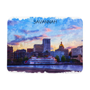 Savannah Georgia Skyline Riverfront Magnet
