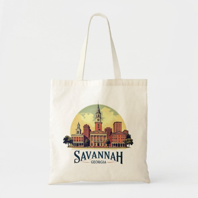 Savannah Georgia Skyline Tragetasche (Vorne)