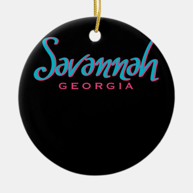 Savannah Georgia Typographic Souvenir Keramik Ornament (Vorne)