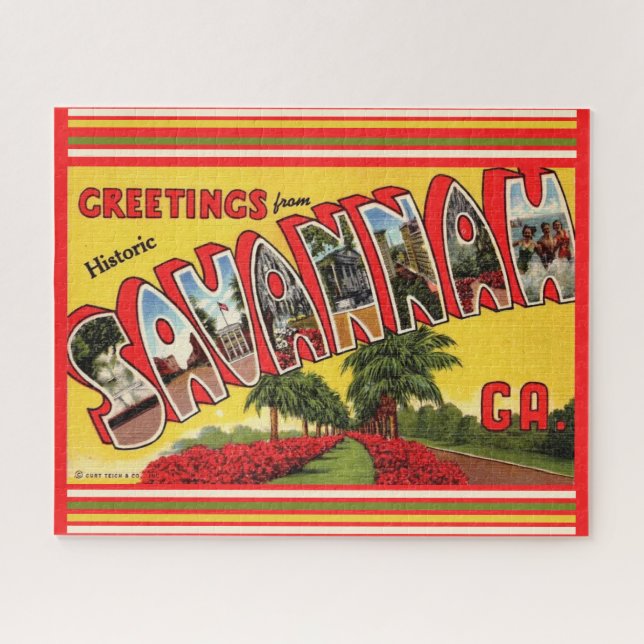 Savannah Georgia Vintag Jigsaw Puzzle (Horizontal)