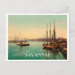 Savannah Georgia Vintag River Scene Postkarte