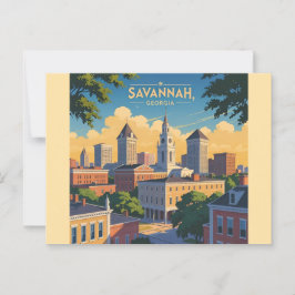 Savannah Georgia Vintag Skyline Postkarte