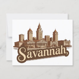 Savannah Georgia Vintag Skyline Postkarte