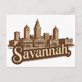 Savannah Georgia Vintag Skyline Postkarte