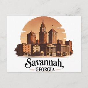 Savannah Georgia Vintag Skyline Postkarte