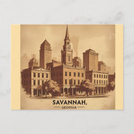 Savannah Georgia Vintag Skyline Postkarte