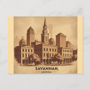 Savannah Georgia Vintag Skyline Postkarte