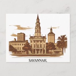 Savannah Georgia Vintag Skyline Postkarte