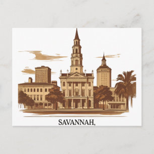 Savannah Georgia Vintag Skyline Postkarte