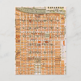 Savannah Georgia Vintage Landkarte Postkarte
