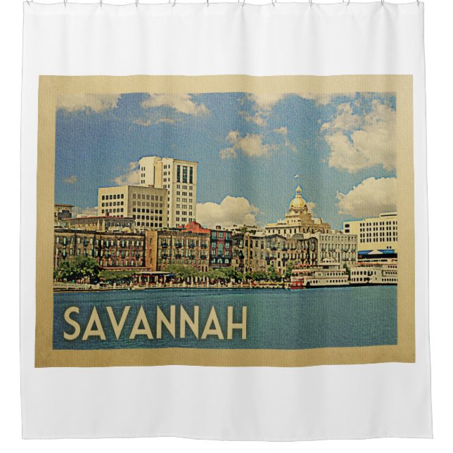 Savannah Georgia Vintage Travel Duschvorhang (Vorderseite)