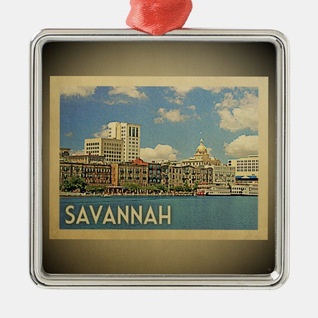 Savannah Georgia Vintage Travel Ornament (Vorne)