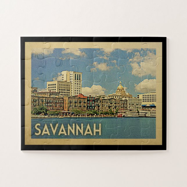 Savannah Georgia Vintage Travel Puzzle (Horizontal)