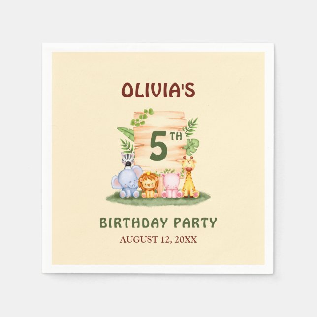 Savannah giraffe Löwe Hippo Zebra Elefant Serviette (Vorderseite)