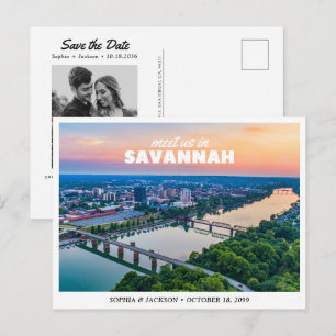 Savannah Hochzeit Save the Date Reise Retro Postkarte
