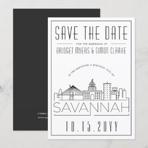 Savannah Hochzeit   Stilisierte Skyline Save-the-D Einladung