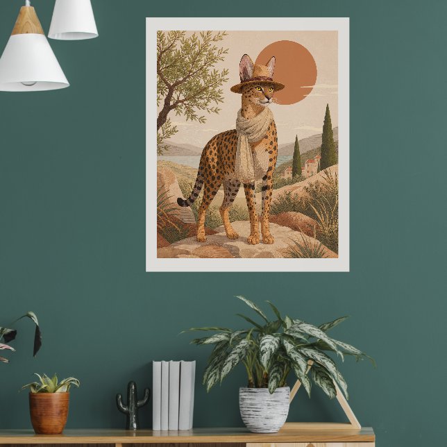 Savannah-Katzen-Explorer-Boho-Wandkunst-Druck Safa Poster (Wohnzimmer 1)