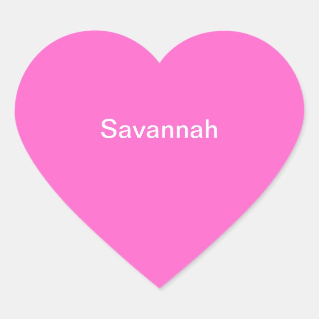 Savannah Kids Name Sticker Personalisiert Rosa Wei (Vorderseite)