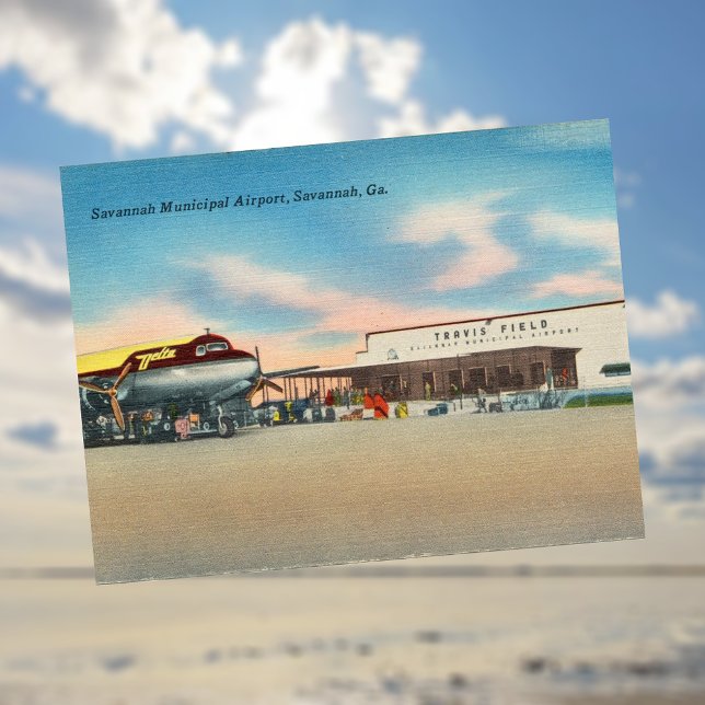 Savannah Municipal Airport Travis Field Historisch Postkarte (Von Creator hochgeladen)