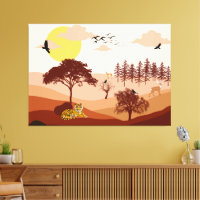 Savannah Nature Landschaft Sonnenuntergang Kunst, 