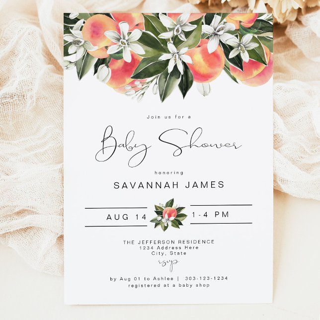 SAVANNAH Niedlich Kleine Pfirsichdusche Einladung (Von Creator hochgeladen)