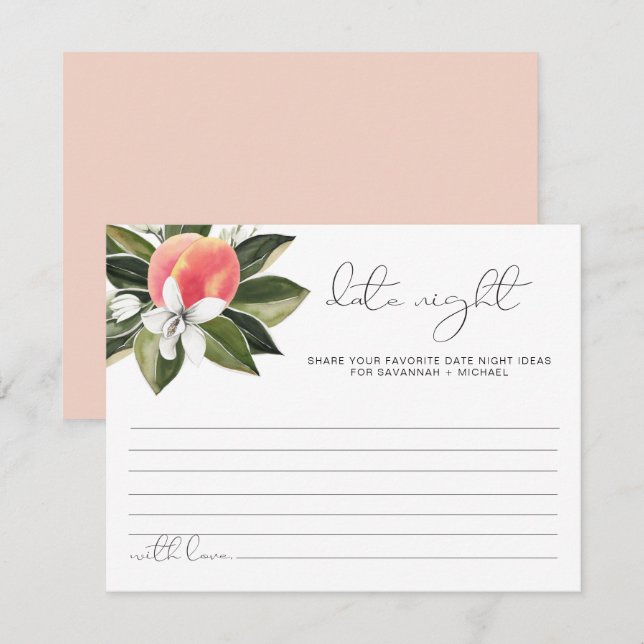 SAVANNAH Niedlich Peach Date Night Advice Card Einladung (Vorne/Hinten)