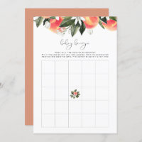 SAVANNAH Peach Baby Shower Bingo Game Einladung