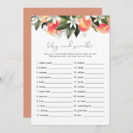 SAVANNAH Peach Baby Word Scramble Baby Showspiel Einladung