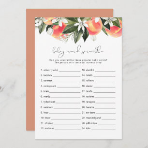 SAVANNAH Peach Baby Word Scramble Baby Showspiel Einladung