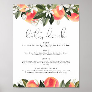SAVANNAH Peach Let's Drink Bar Menu Poster