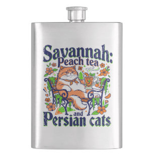 Savannah-Pfirsichtee und persische Katzen Flachmann