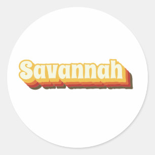 Savannah Retro Vintage Text Runder Aufkleber