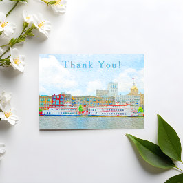 Savannah River Street Landschaft Wasserfarbe Danke