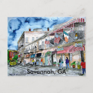 SAVANNAH River Street painting Postcard, GA Postkarte
