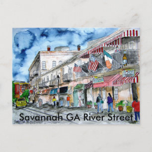 Savannah_river_street_painting, Savannah GA Riv.. Postkarte