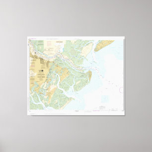 Savannah River und Wassaw Sound 11512 mit Grenze Leinwanddruck