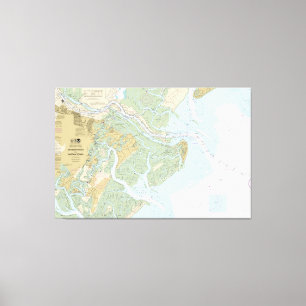 Savannah River und Wassaw Sound Nautical Chart Leinwanddruck