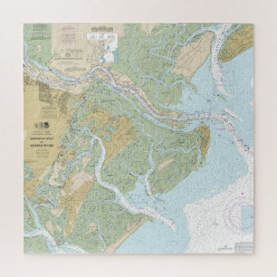 Savannah River und Wassaw Sound Nautical Chart Puzzle