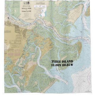 Savannah River und Wassaw Sound - Schönes Diagramm Duschvorhang