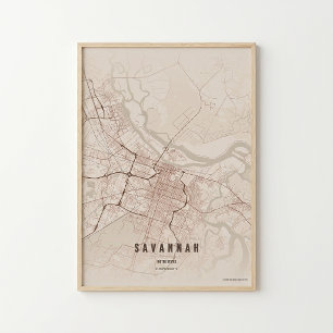 Savannah Rustic Map Print Poster Wandkunst Geschen