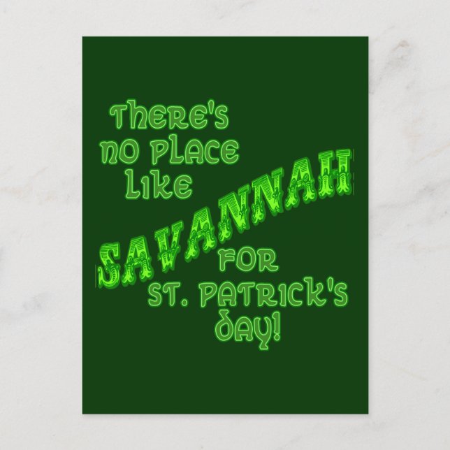 SAVANNAH St Patricks Day Postkarte (Vorderseite)