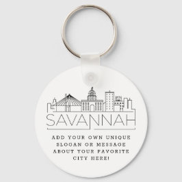 Savannah Stylized Skyline Custom Slogan Schlüssela Schlüsselanhänger
