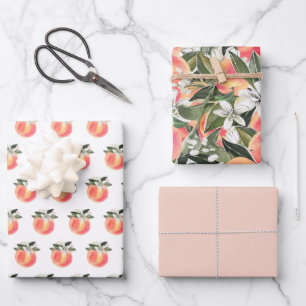SAVANNAH Sweet Georgia Peach White Floral Geschenkpapier Set