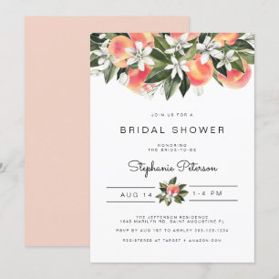 Savannah - Wasserfarben Peach Floral Brautparty Einladung