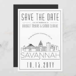 Savannah Wedding | Stilisierte Skyline Save the Da Einladung